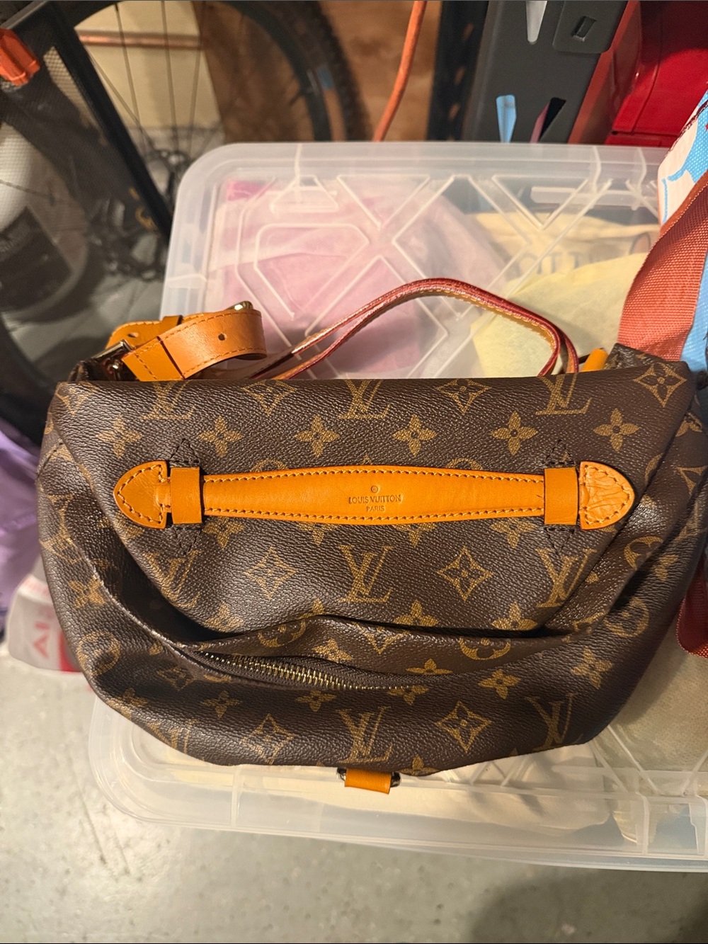 Louis Vuitton Brown Monogram Crossbody Bag with Tan Leather Trim